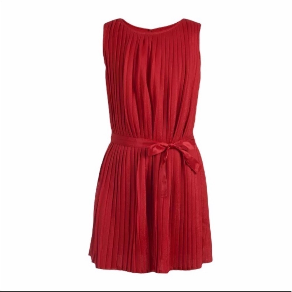 NWT Tommy Hilfiger Sleeveless Pleated‎ Dress in Sparkle Red Size Medium 8/10
